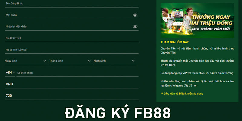 Đăng ký FB88 thành công trong 60 giây